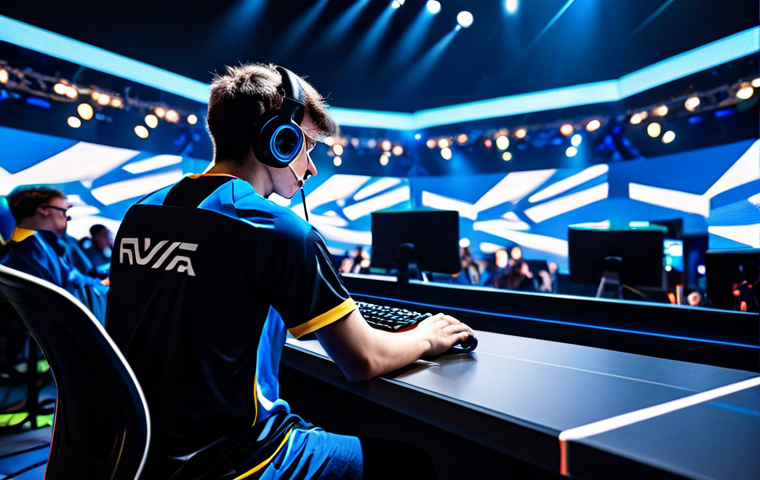**Prompt 1: The E-sports Arena Experience**
A professional male e-sports player in a modest, branded gaming jersey, sitting intensely at a high-tech gaming station on a grand, illuminated stage. The background shows a vast, blurred audience cheering, with dynamic stage lights creating an electric atmosphere, symbolizing the vibrant community of a live e-sports final. The player exhibits perfect anatomy, correct proportions, and a natural pose, with well-formed hands on the keyboard and mouse, reflecting deep concentration. This image is safe for work, appropriate content, fully clothed, and showcases professional dress, celebrating the collective spirit of competitive gaming.