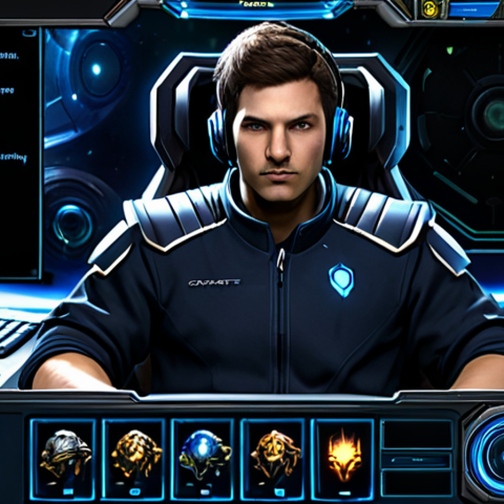 Customizable Interface**

"A focused gamer, male, fully clothed, wearing a headset, sitting at a computer with a complex StarCraft II interface visible on the screen. The interface shows customizable hotkeys and control groups. Modern gaming setup, comfortable chair, good lighting, safe for work, appropriate content, professional, perfect anatomy, correct proportions, well-formed hands, proper finger count, natural pose."

**