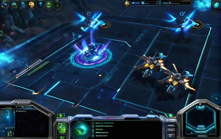 스타크래프트2 HUD 커스터마이징 - **Prompt:** "A young adult gamer, gender-neutral, intensely focused on a computer screen displaying ...