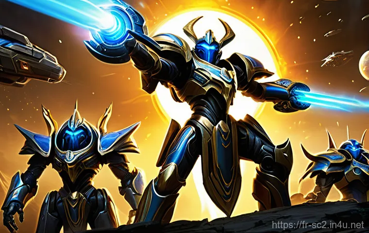 스타크래프트2 프로토스 후반 운영 - **Prompt 1: Protoss Economic Powerhouse**
    "A grand, futuristic cityscape built by the Protoss, s...