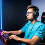 스타크래프트2 배틀넷 설정법 - **Prompt:** A focused young adult gamer (age 16-25) sitting comfortably in an ergonomic gaming chair...